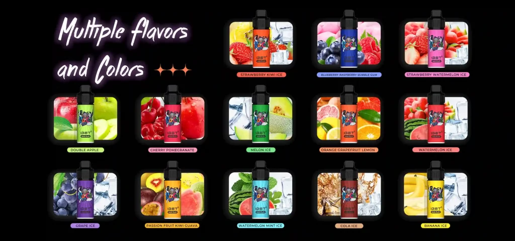 13 IGET Bar Plus flavours list